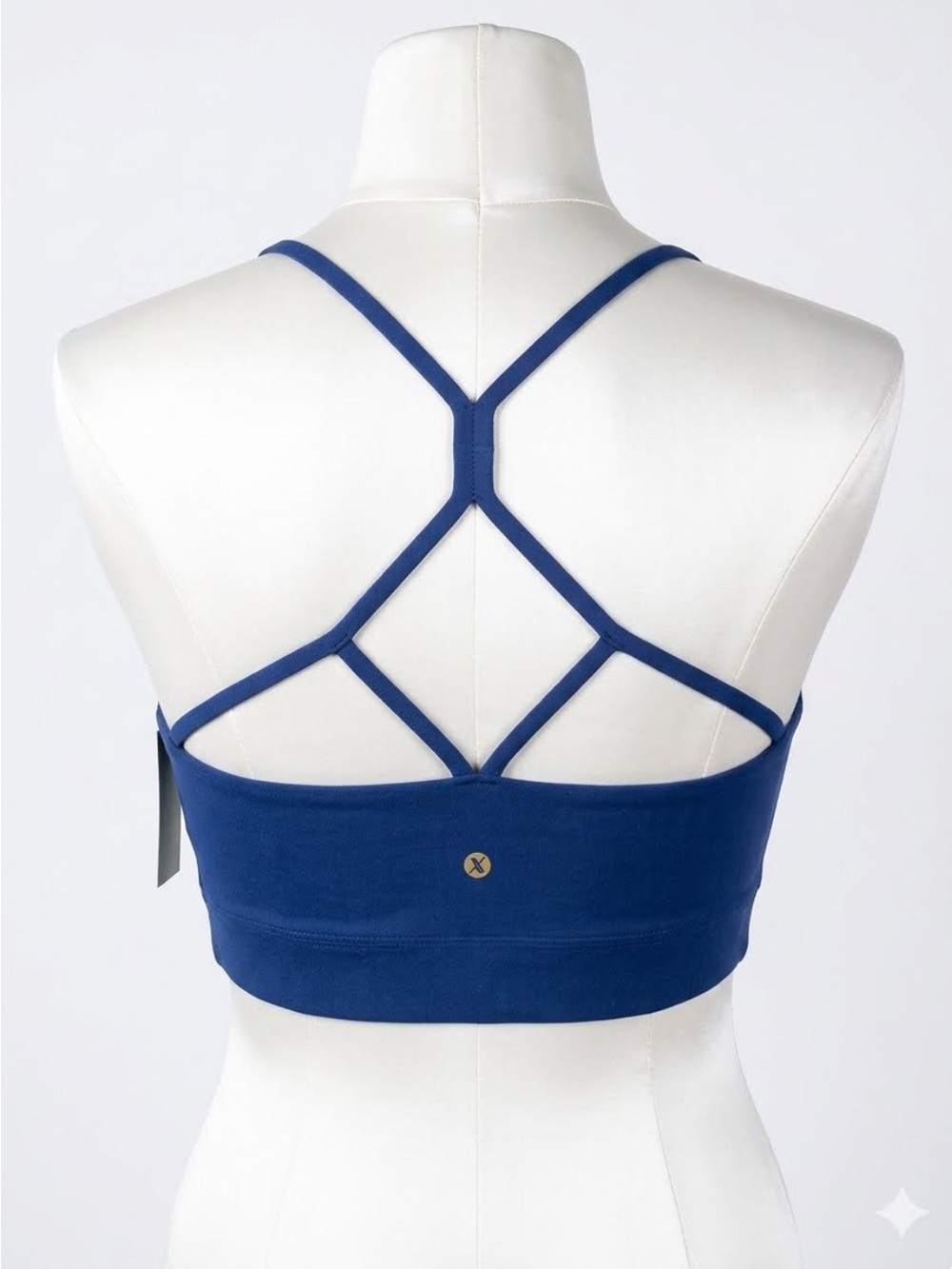 NWT Xersion Fusion Blue Strappy Crisscross Back Light Support Sports Bra Size XL